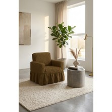 KUTLALE Bürümcük Tek Kişilik Koltuk Kılıfı, Berjer Örtüsü, Lastikli, Esnek, Etekli (1 Adet)