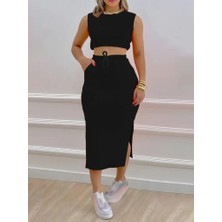 Cottonlab Kadın Iki Iplik Crop Etek Ikili Takım