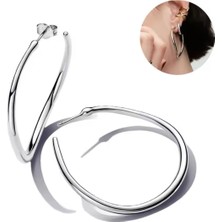 Hector Co Jewellery Gümüş Doğal Şekilli 42 mm Açık Halka Küpeler