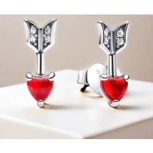 Hector Co Jewellery Gümüş Ok ve Murano Camı Kalp Çivi Küpe
