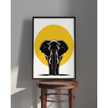 Rosa Art Tablo| Ahşap Çerçeveli Tablo| Çerçeveli Poster|fil Silüeti, Hayvan Temalı Tablo