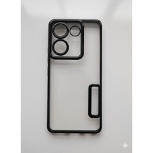 Teknomoda Tecno Camon 20 Kılıf Logo Yeri Açık Kamera Lens Korumalı Renkli Kenarlı Şeffaf Silikon