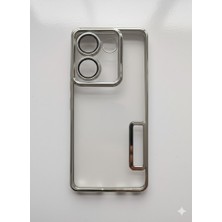 Teknomoda Tecno Camon 20 Pro 4g Kılıf Logo Yeri Açık Kamera Lens Korumalı Renkli Kenarlı Şeffaf Silikon