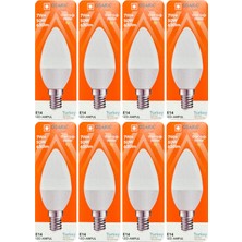 Avarson (8 Adet) Osaka 7W (50W) Sarı Işık (3000K) E14 Duylu (Ince Duy) LED Mum Ampul