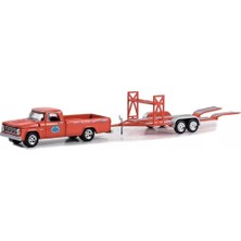 Osense 1/64 1967 Dodge D-100 With Tandem Car Trailer