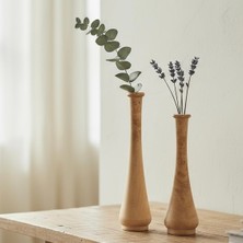 El Yapımı Doğal Kayın Ağacı Vazo Seti – Ahşap Dekoratif Vazo