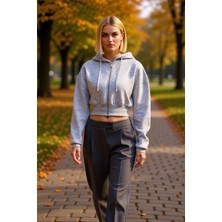 Benerly Kadın Kapüşonlu Fermuarlı Uzun Kollu Örme Sweatshirt Fonksiyonel Dayanıklı Kaliteli Modern