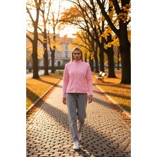 Benerly Kadın Dik Yaka Standart Kol Regular Kalıp Fermuarlı Örme Sweatshirt Fonksiyonel Dayanıklı Şık