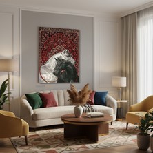 Dikey Kanvas Tablo Salon Duvar Tablosu Siyahbeyaz At Hali Yeni Ev Hediyesi Ofis Tablosu