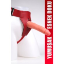 Femstar Gerçekçi Dokulu ve Testissiz 19 cm Strapon Takma Kemerli Içi Dolu Protez Penisler Belden Bağlamalı Dildo