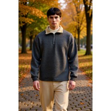 Benerly Erkek Dik Yaka Fermuar Detaylı Standart Kol %57 Pamuk %43 Polyester Sweatshirt Fonksiyonel