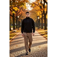 Benerly Erkek Dik Yaka Fermuar Detaylı Standart Kol %57 Pamuk %43 Polyester Sweatshirt Fonksiyonel
