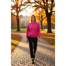 Benerly Kadın Bisiklet Yaka Düşük Kol Regular Kalıp Örme Sweatshirt Fonksiyonel Dayanıklı Kaliteli