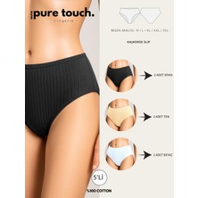 Kadın Fitilli Ribana Pamuklu Külot / Kaşkorse Pamuklu Külot 5'li Paket