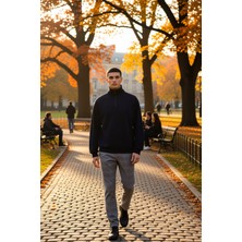 Benerly Erkek Dik Yaka Standart Kol Oversize Kalıp Fermuarlı Sweatshirt Fonksiyonel Dayanıklı Spor