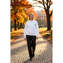 Benerly Kadın Bisiklet Yaka Düşük Kol %100 Pamuk Sweatshirt Fonksiyonel Dayanıklı Kaliteli Estetik