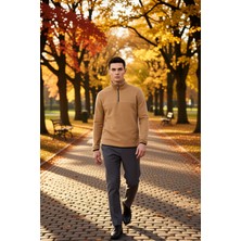 Benerly Erkek Dik Yaka Fermuarlı Standart Kol Polar Sweatshirt Fonksiyonel Dayanıklı Kaliteli Spor