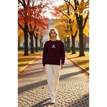 Benerly Kadın Bisiklet Yaka Düşük Kol Nakışlı Regular Kalıp Sweatshirt Fonksiyonel Dayanıklı Rahat