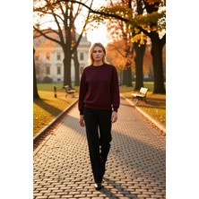 Benerly Kadın Bisiklet Yaka Düşük Kol Regular Kalıp Örme Sweatshirt Fonksiyonel Dayanıklı Kaliteli