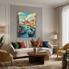 Tablonhazır Dikey Kanvas Tablo Salon Duvar Tablosu Venedik Soyut Yeni Ev Hediyesi Ofis Tablosu