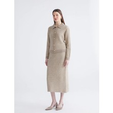 LC Waikiki Lcwaıkıkı Classic Kahverengi Beli Lastikli Triko Etek