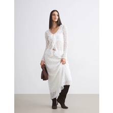 LC Waikiki Soulife Beyaz Beli Lastikli Dantelli Etek