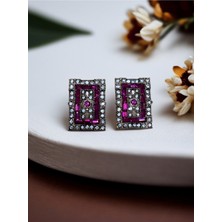 Fayra Accessories Zirkon Taşlı Dikdörtgen Küpe