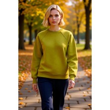 Benerly Kadın Bisiklet Yaka Reglan Kol Düz Örme Sweatshirt Fonksiyonel Dayanıklı Kaliteli Konforlu