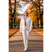 Benerly Kadın Kapüşonlu Düşük Kol Fermuarlı Örme Sweatshirt Fonksiyonel Dayanıklı Kaliteli Estetik