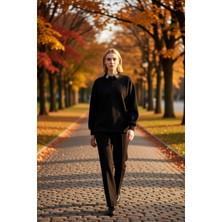 Benerly Kadın Polo Yaka Düşük Kol Örme Sweatshirt Taş Detaylı Fonksiyonel Dayanıklı Kaliteli Rahat