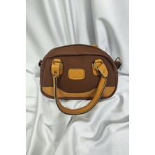 Leaf Accessory Tote Bag Çanta, Fermuaralı, Elde ve Omuz Askılı, Kahverengi