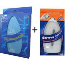 Özbience Mavi Keçeli Ütü Masası Kılıfı ve Parlatmaz Ütü Tabanlığı Seti