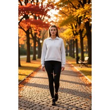 Benerly Kadın Polo Yaka Reglan Kol %100 Pamuk Sweatshirt Fonksiyonel Dayanıklı Kaliteli Konforlu Şık