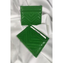 Leaf Accessory Unisex Kartlık Zümrüt Yeşili, 1. Sınıf Vinlex Deri, 7 Tane Kart Koyma Cepli