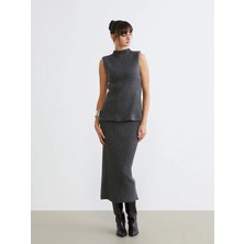 LC Waikiki Lcw Vision Antrasit Dar Fit Yırtmaçlı Etek