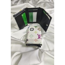 Leaf Accessory Mekanizmalı Kartlık Lois Viton Desenli, 1. Sınıf Vinlex Deri Kaplamalı, Çıtçıt Kapaklı, Şeffaf Ehliyet ve Kimlik Koyma Gözlü, Rfıd Korumalı