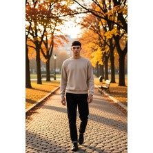 Benerly Erkek Bisiklet Yaka Standart Kol Oversize Waffle Dokuma Sweatshirt Fonksiyonel Dayanıklı Şık