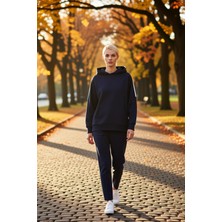 Benerly Kadın Kapüşonlu Düşük Kol Oversize Örme Sweatshirt Fonksiyonel Dayanıklı Kaliteli Konforlu