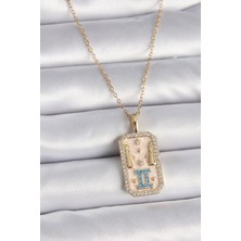 Skygo 316L Çelik Gold Renk Zincir İkizler Burcu Zirkon Taşlı Kadın Kolye - TJ-BKO9468