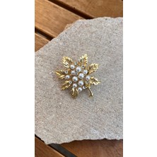 Nunu Takı Taşlı Yaprak Broş