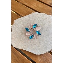 Nunu Takı Mavi Taşlı Broş