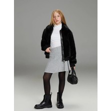 LC Waikiki Lcw Kids Gri Desenli Tüvit Kız Çocuk Etek