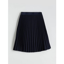 LC Waikiki Lcw Kids Lacivert Beli Lastikli Pileli Kız Çocuk Etek