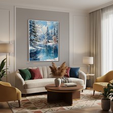 Tablonhazır Dikey Kanvas Tablo Salon Duvar Tablosu Buzlu Gol Yeni Ev Hediyesi Ofis Tablosu