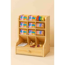 Kamptek Kamp Teknolojisi Bölmeli ve Çekmeceli Ahşap Organizerkalemlik Çok Amaçlı Masa Üstü Düzenleyici