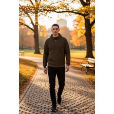 Benerly Erkek Bisiklet Yaka Standart Kol Fermuarlı Dokulu Sweatshirt Fonksiyonel Dayanıklı Estetik