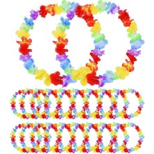 Osense Hawaii Çiçekli Boyun Kolyesi - Renkli Tropikal Parti Leisi 12 Adet