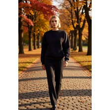 Benerly Kadın Bisiklet Yaka Düşük Kol %100 Pamuk Sweatshirt Fonksiyonel Dayanıklı Kaliteli Estetik