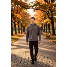 Benerly Erkek Kapüşonlu Standart Kol Fitilli Kadife Oversize Kalıp Sweatshirt Fonksiyonel Kaliteli