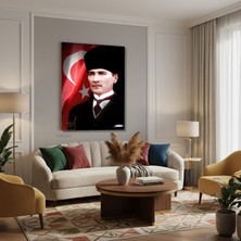 Tablonhazır Dikey Kanvas Tablo Salon Duvar Tablosu Kanvas Atatürk 033 Yeni Ev Hediyesi Ofis Tablosu